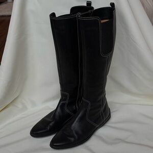 Tod's Black Over the Knee Leather Boots